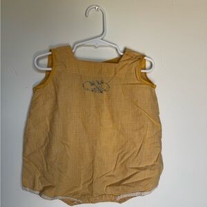 Vintage Yellow Gingham Baby Romper with Embroidery